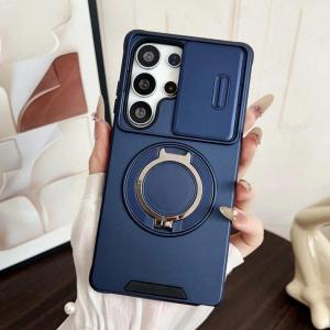 Luxury Heavy-Duty Rugged Armor Magnetic Bracket Phone Case For Samsung Galaxy S26 S25 S24 S23 FE S22 S21 Plus Ultra S20 FE Note 20 Ultra S25 Edge Slide Camera Protection Magsafe PC Cover Casing