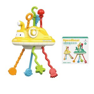 Mainan Edukasi Bayi Montessori 4in1 Sensorik Teether Pull String Toy BPA Free
