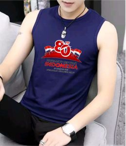 Kaos Tanpa Lengan Putih Hut 80 Indonesia Kaos singlet dalaman Merdeka 1945