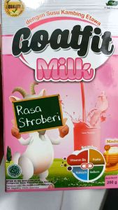 Goatfit Milk Susu Kambing Etawa bubuk rasa stroberi 200gr
