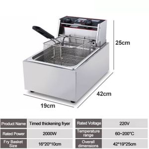 PANSON 6L + 6L electric fryer electric deep fryer fryer with Strainer Stainless Steel fried foods COD