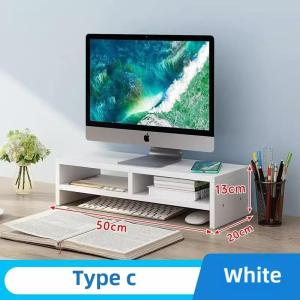 Monitor Stand Rack with Keyboard Storage    Desktop Ergonomic Height Adjustable Shelf    Computer Rack for Laptop & Screen Organizer    Office Desk Space Saver