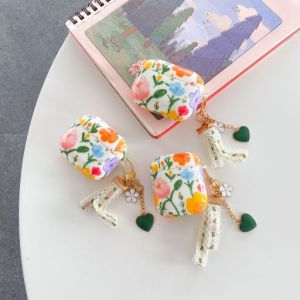 【Hot】Color Oil Flowers & Vintage Green Tulips All-inclusive Earphone Protective Case with Pendant For Apple AirPods 1/2 3 4 Pro Pro2 Gen Earphones