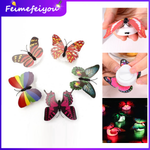 Butterfly LED night light with sticker with free button battery multi-color shell Random delivery