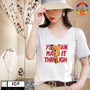 V-Neck Shirt for Women OOTD Panglakad Cartoon Ladies tshirt Cotton Tshirt for Women | GV23706