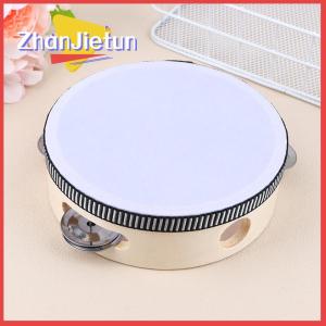 zhanjietun กลองแทมบูรีนไม้1ชิ้น15ซม. สำหรับเด็กใช้ตีกลองแบบใช้มือถือเครื่องดนตรีเครื่องเคาะสำหรับเด็กของเล่นเพื่อการศึกษา