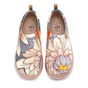 UIN Womens shoes Slip On Lightweight Sneakers Walking Flats Casual Comfort Flower Art Painted Travel Loafers