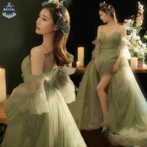 【Hot-Selling】 Recoal Korean Green Mesh Civil Wedding Evening Prenup Debut Dress Gown 47