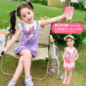 ชุดสาว Kulomi ฤดูร้อนใหม่สไตล์ต่างประเทศเด็กแขนสั้นเจ้าหญิงกระโปรงผู้หญิงฤดูร้อนชุดกระโปรงน่ารัก
