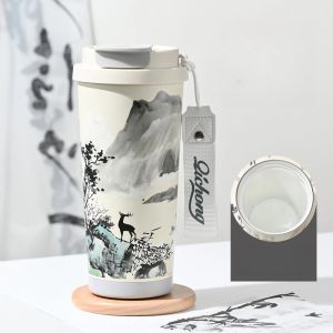 Creative Chinese Style Insulated Cup Portable Office Dual Drinking Travel Mug High-Value Ceramic Inner Liner Coffee Cup2026
