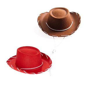 Childrens Big Brim Western Cowgirl Cap Brown Red Felt Cowboy Hat for Theme Party Costumes Outdoor Activities Christmas