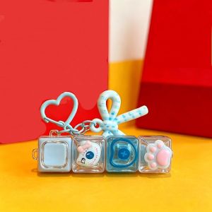 New Bowknot Ins Style 4-Key Fidget Keyboard Keychain Cute Cat Paw DIY Button Pendant Gift