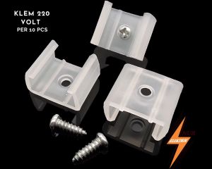 KLEM BRACKET DUDUKAN NEON FLEX (TEBAL) PER 10 PCS ADA YANG 12V ADA JUGA 220V  COCOK UNTUK SEMUA JENIS NEON FLEX  -NEON FLEX 12V 1 WARNA -NEON FLEX RUNNING RGB -NEON FLEX 220V 1 WARNA -DLL