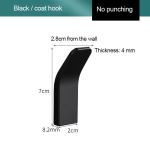1/2Pcs No Drilling Hook Black White Gold Towel Hook Clothes Coat Hanger Bedroom Robe Hook Rustproof Clothes Hangers Rack Kitchen Balcony Bathroom Storage Hook