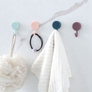 Strong Hook Sticker Adhesive Round  Wall with Punch Waterproof Wall Hook Nordic Style Colorful Hooks
