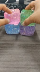 New Colorful Aurora Stress Reliever Soft Squeeze Sparkly Glitter Fidget Cute Slow Rebound Sensory Stress Cube Stress Relief