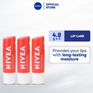 PACK OF 3 NIVEA Lip Care Peach Shine Lip Balm 4.8g