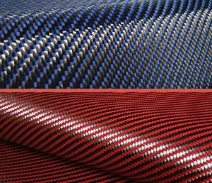 [Grade A]3K 200gsm 2x2 Twill weave1100D Red yellow blue orange Kevlar 39.4inch/1meter wide Kevlar & Carbon fiber mixed Fabric Aramid fiber Hybrid Carbon Kevlar Cloth #017