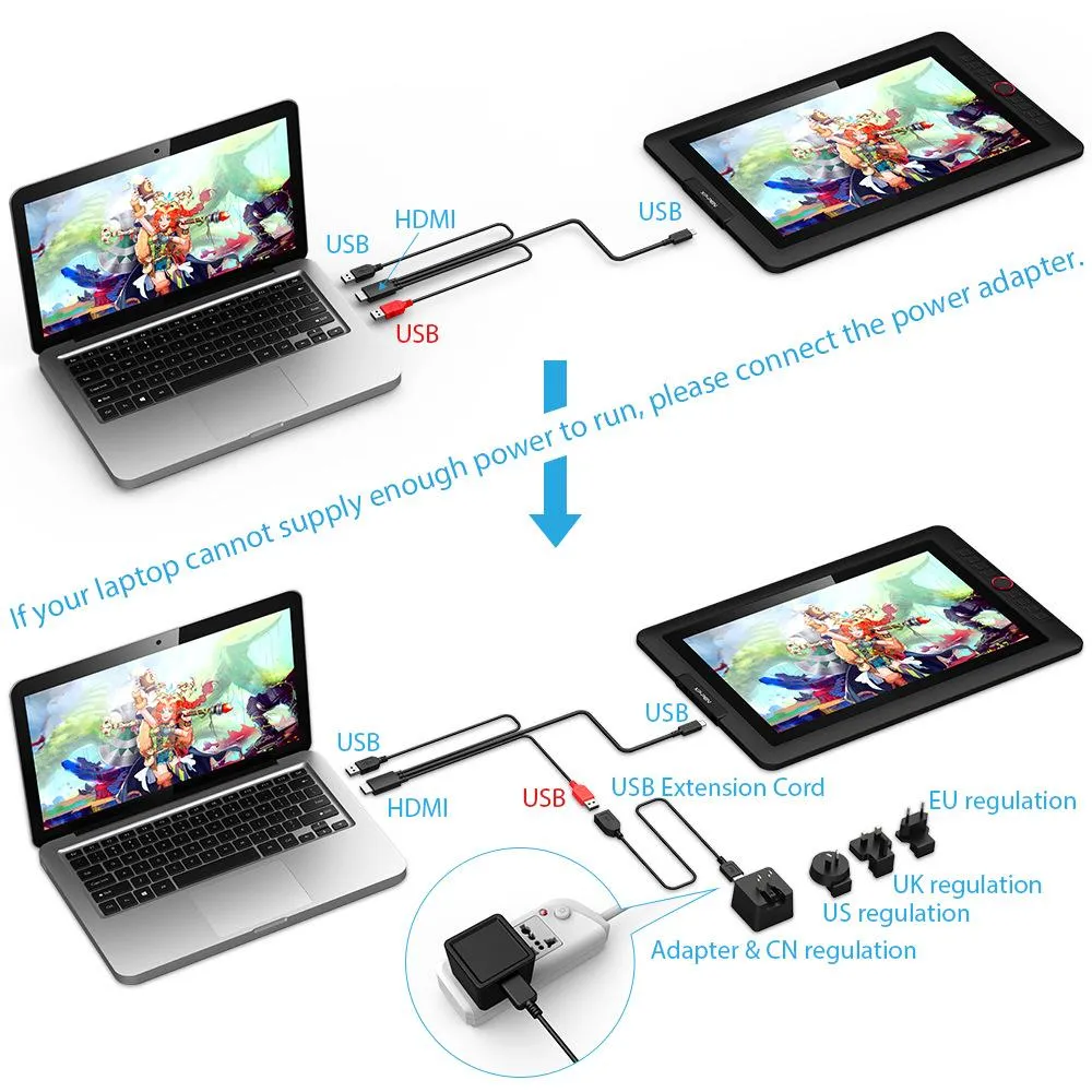 XPPen Artist 15.6 Pro เมาส์ปากกาแบบหน้าจอวาดภาพ ขนาด 15.6 นิ้ว แรงกดปากกา 8192 ระดับ ค่าสี 120% sRGB