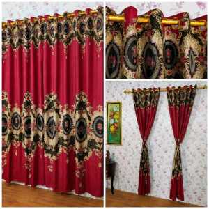 Gorden Jendela Smokring paket 3pcs embos polos ruang tamu