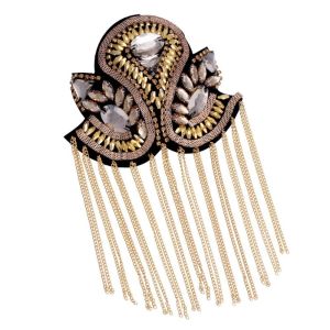 GOXBERK Rhinestone Shoulder Board Epaulets Brooch Shoulder Flash Jewelry Cool Theatre Armband Suit