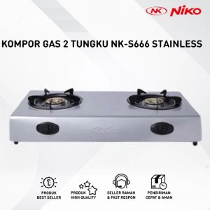 Niko NK555 / NK666 Kompor Gas 2 Tungku Stainless Steel Teflon Teknologi Api Biru - FREE ONGKIR