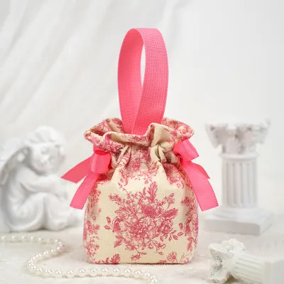 Canvas Goodie Bag For Wedding Candy Birthday Door Gift Children Day Teachers Day Packaging Bag/CNY Orange Drawstring Bag