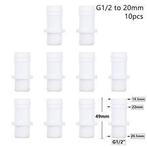 GURUNGMANI 1/10Pcs 4/6/8/10/12/14/16/18/20mm Hose Connector Drip Irrigation System Pipe Fittings Pipe Coupler Durable Plastic 1/2 Inch Thread To Barb