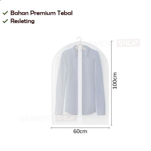 Penutup Baju / Cover Baju Resleting PEVA Anti Debu Penutup Gantungan Baju Pakaian Gown Jas