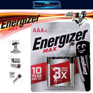 Energizer Max AAA / AA (4 pcs Per Cart) | Energizer Alkaline Batteries No-Leak Guarantee 10-Year Shelf Life | Energizer 3A 2A Max Battery Zero Mercury Remote Control Electronic Appliances Toys Clock Thermometer Oximeter Bateri Batery 电池 干电池 碱性电池