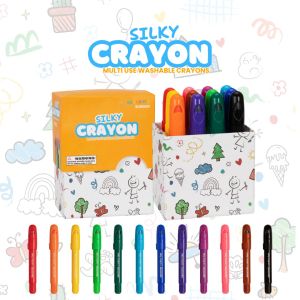 EducratePH Silky Crayon Multi-Use Washable Silky Crayon (Watercolor and Coloring) 12s