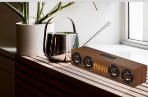 ★SG Warranty★Wooden Soundbar BT Sound Box Music Acoustic System W8C Stereo Music Surround LED Clock Outdoor Bluetooth Speakers