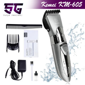Hair Clipper Kemei KM-605 Mesin Alat Cukur Rambut Wed And Dry Waterproof Baby clippers Charger