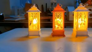 Keranixy Christmas Lantern LED Night Light Hanging Ornament Vintage Battery Home Party Festive Decor