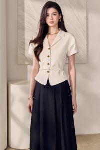 Áo Blazer Tay Ngắn Thanh Lịch Cài Nút
