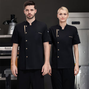 【🇵🇭READY STOCK】Chef Uniform For Men/Women Short Sleeve Restaurant Cotton Breathable Food Service Restaurant Kitchen Cook Chefs Uniform Jacket Catering Waiter Oil Stain Prevention chief Uniform Set
