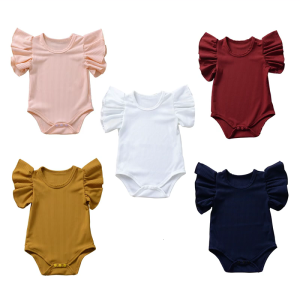 Infant Ruffled Jumpsuits Baby One-pieces Romper 0-12M Newborn Coveralls Summer Clothing Baby Girl Pullover Cotton Outfit