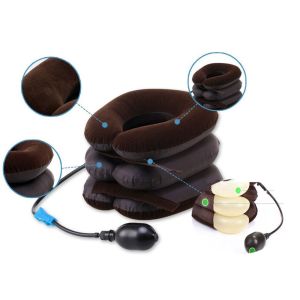 充气颈椎护枕头 Pump Air Inflatable Compression Therapy Neck Cervical Traction Collar Aching Spinal Pain Relief Massage Support Brace