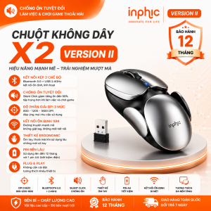 Chuột Máy Tính Không Dây INPHIC X2 Version II Gaming Silent Thiết Kế Công Thái Học DPI 2400 Chống Ồn