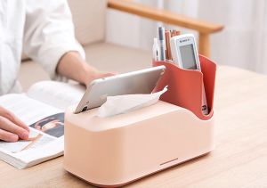 กล่องใส่กระดาษทิชชู่ กล่องใส่ทิชชู่ กล่องทิชชู่ มีที่เสียบของ