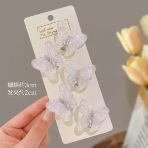 Kẹp tóc Bướm Nàng Tiên Cá Hime kẹp tóc bên nhỏ ngọt ngào cô gái Kẹp tóc Mũ sắt kẹp tóc bện màu Đỏ Internet