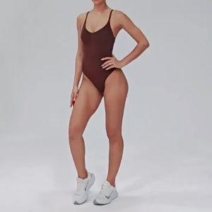 จัดส่งจากประเทศจีน [BIN] ชุดออกกำลังกายสไตล์ยุโรปและอเมริกา เสื้อกล้าม ชุดจั๊มสูทกีฬา ยืดหยุ่น ชุดจั๊มสูทโยคะ