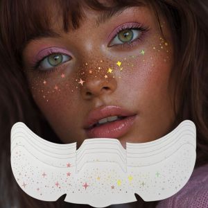 SINGLE 6 Sheets Heart Star Pattern Glitter Freckles Stickers Creative Waterproof Temporary Tattoo Stickers Temp Tattoos Hot Stamping Fake Freckles Stickers Festival Accessories