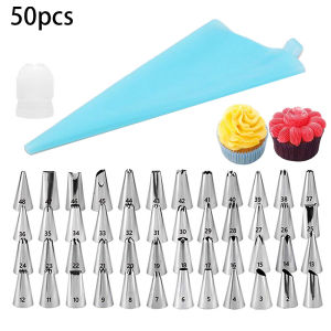 Mi.more Piping Bag Silikon Set 50 In 1 Cake Decorating Cookie/Alat Penghias Cake Dekorasi Kue Cake Decoration