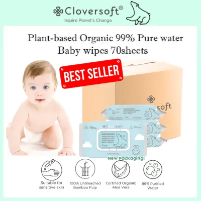 🩷 Cloversoft Carton Pure Water Baby Wipes Newborn Infant Children Organic Wet wipes Tissue 70sheets *Paraben Free