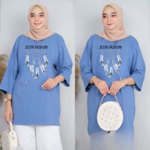 Baju Atasan Jumbo Wanita Camila Blus Kaos Katun Combed 24s S M L XL XXL 3XL Blouse Oversize Kekinian