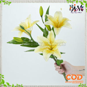 Bunga Lily Latex Cabang 3 Artificial Bunga lili Palsu Bahan Lateks Tiger Lilies Real Touch Silk Flower Hiasan Bucket Rumah Cafe Hotel dan Dekorasi Pelaminan Import Premium Murah Berkualitas