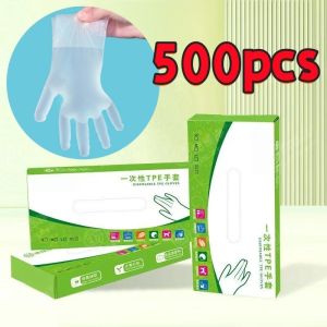 【500 PCS】Food Grade Disposable TPE Gloves Disposable Cleaning Gloves for Hairdressing Kitchen