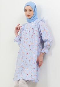 MFMW Kiyana Tunik Biru Motif Bunga