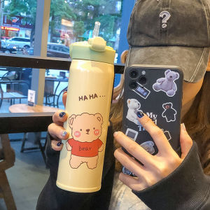 VIVOLILV กระติกน้ำเด็ก พร้อมหลอดและหูหิ้ว ขนาด380ml ด็กลายการ์ตูน กระบอกเก็บอุณหภูมิ กระติกน้ำร้อน-เย็น สแตนเลส304 แก้วเก็บความเย็น ถ้วยดูดความจุขนาดใหญ่ เก็บอุณหภูมิได้ยาวนาน